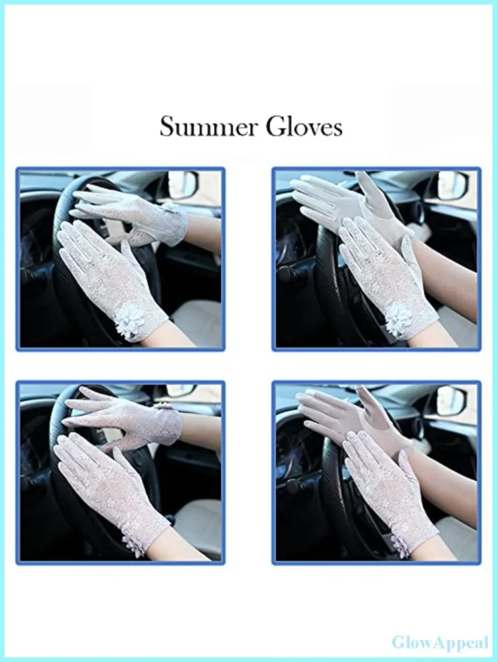 Women's Lace Floral Short Gloves Touchscreen Driving Summer